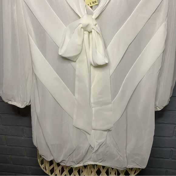 Max Studio Ivory Sheer Blouse Size Medium NWT - Picture 3 of 5